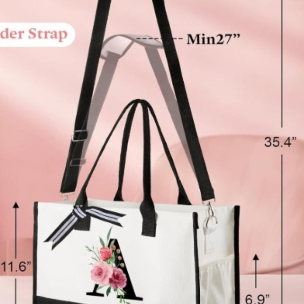"L" Initial Tote Bag and Makeup Bag NWOT - Picture 3 of 3